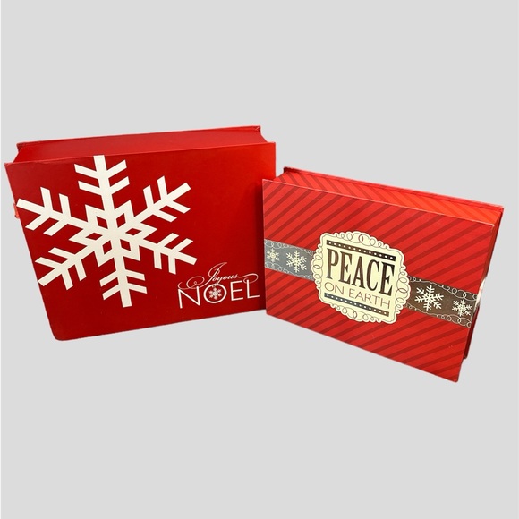 Christmas heavy duty cardboard boxes set of 2 gift or decor - Picture 1 of 14